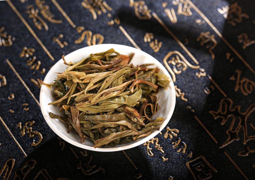 Tea leaves after brewing ripe Pu-erh tea